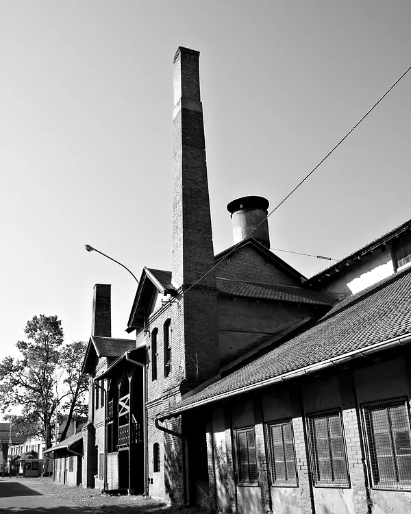 The Old Foundry building with its tall chimney in Kragujevac